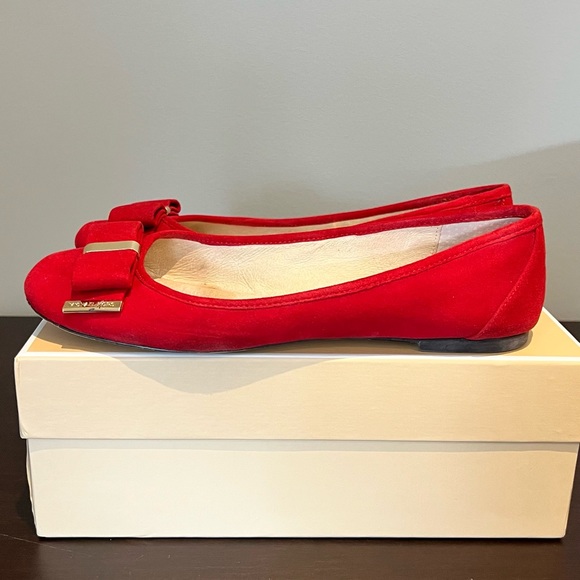 Michael Kors red suede ballerina flats size 6.5 - Picture 1 of 4
